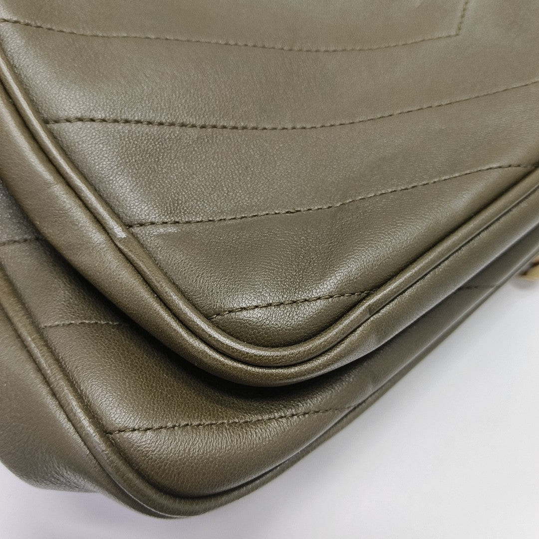 NIKI Medium Chevron Lambskin Green