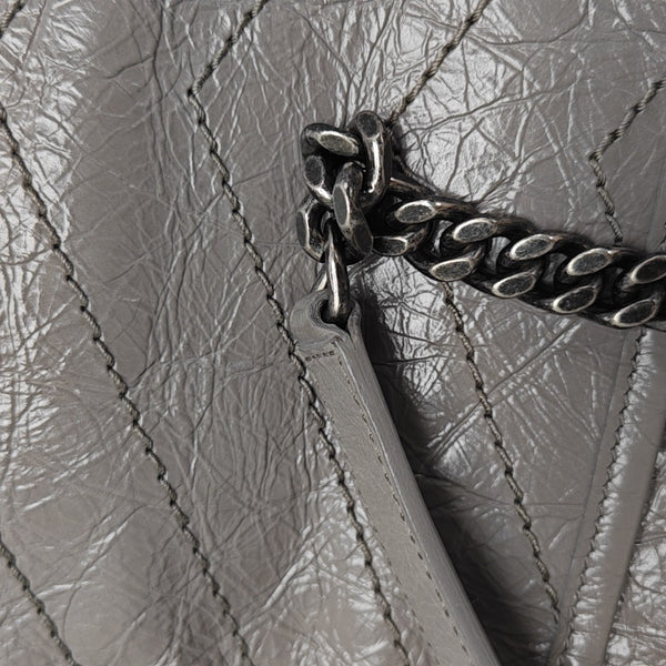 NIKI Medium Chevron Calfskin Gray