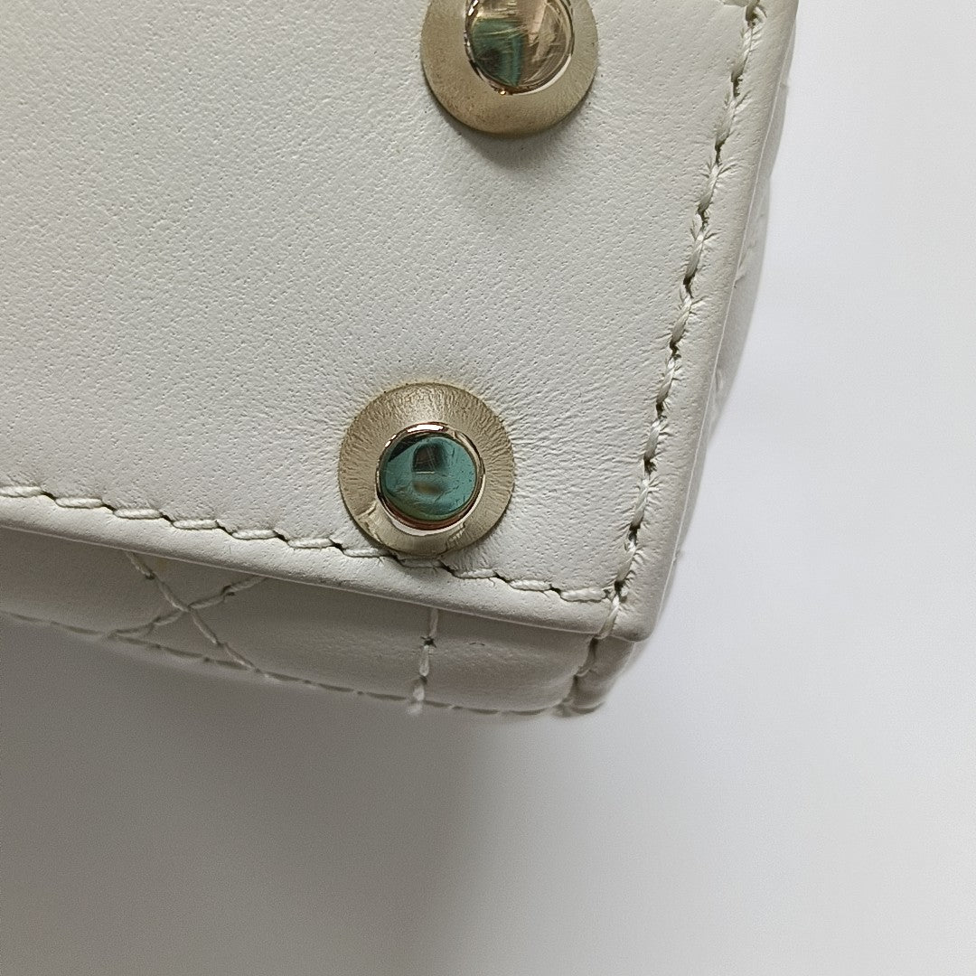Lady Dior Super Mini Piel de cordero Blanca