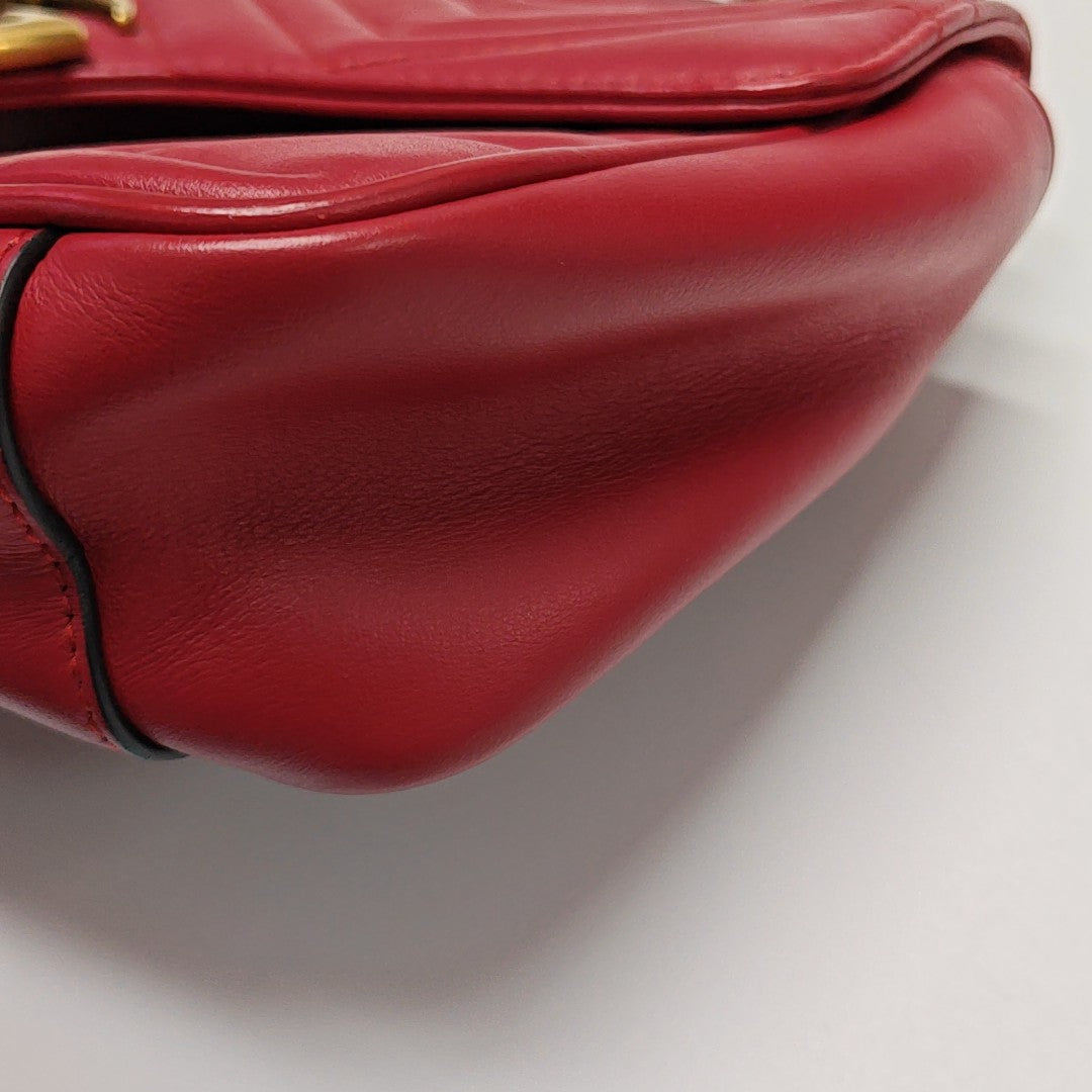 GG Marmont Medium Quilted Calfskin Red