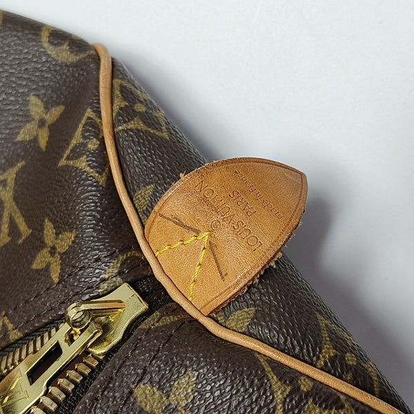 KEEPALL 55 Monogram Coated Canvas Brown