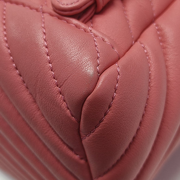 Chevron Calfskin Backpack Pink