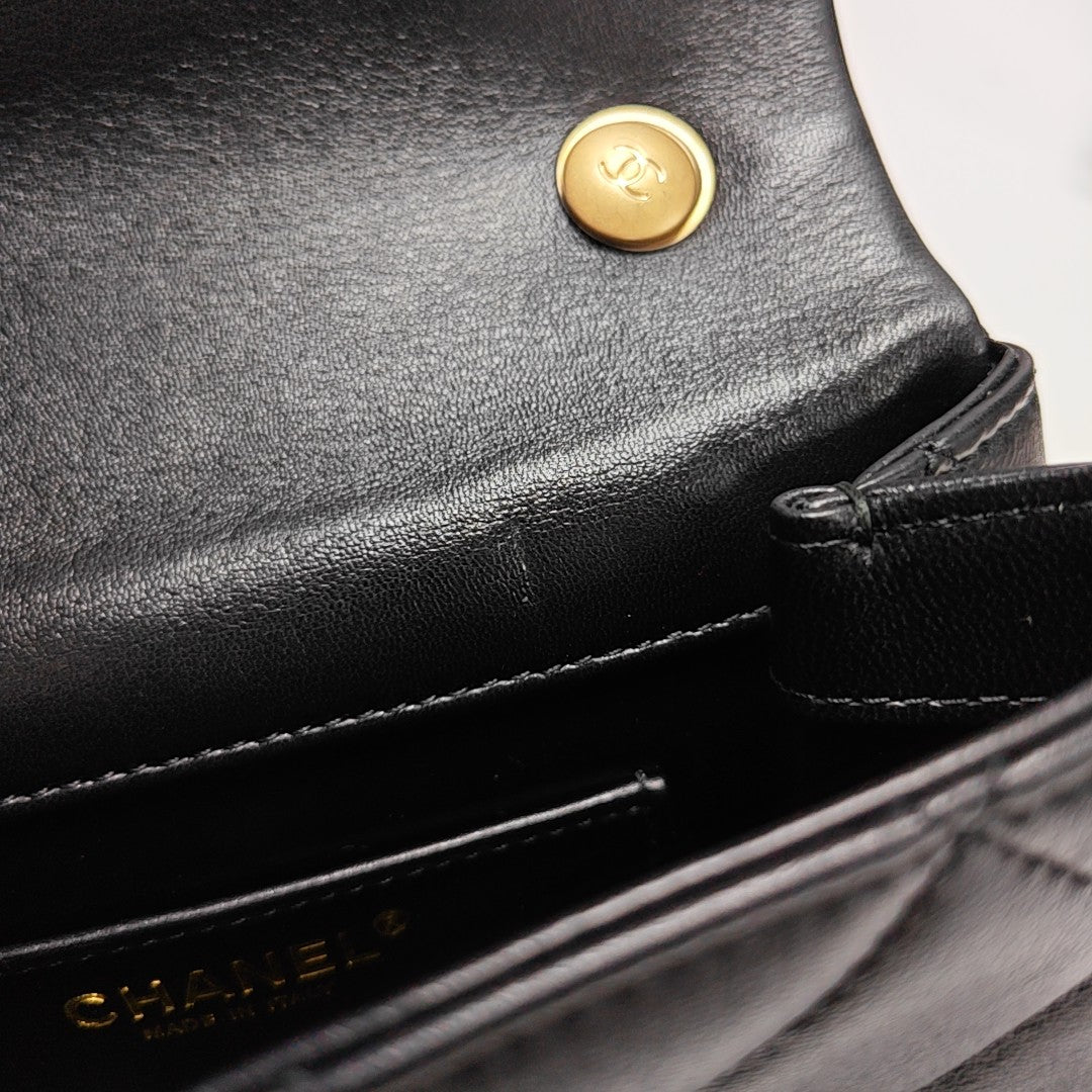 Quilted Lambskin Shoulder Bag Mini Black