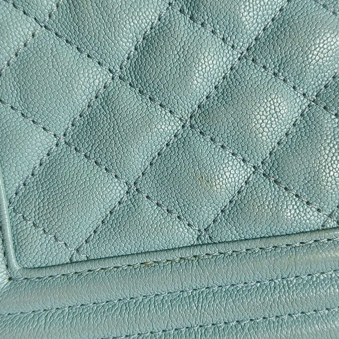 BOY CHANEL Medium Quilted Grained Calfskin Blue