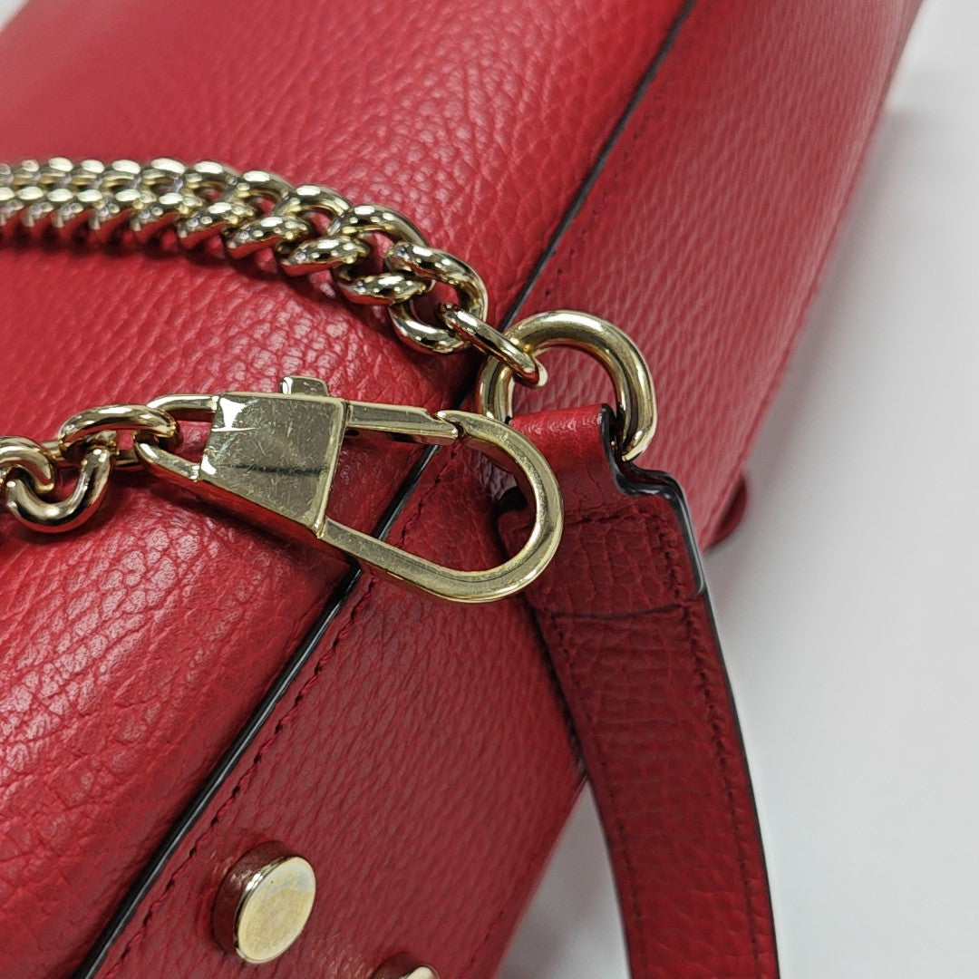 Interlocking G Large Calfskin Red