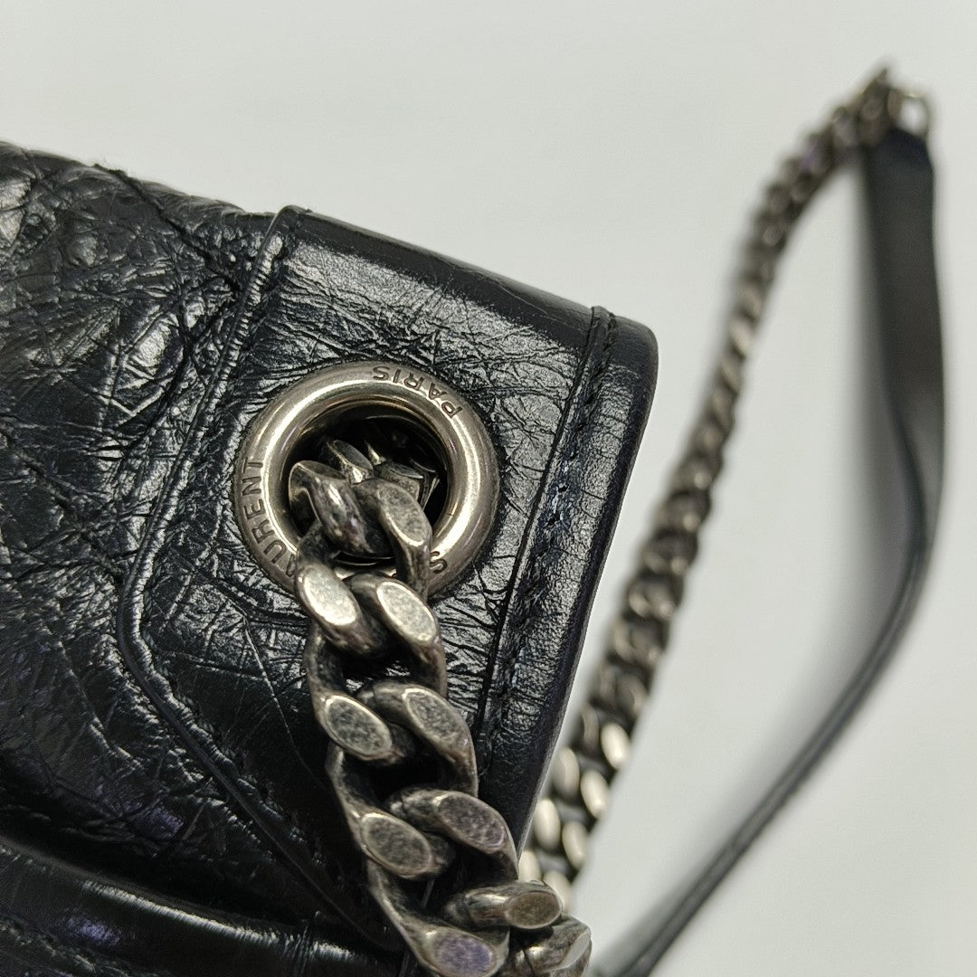 NIKI Medium Chevron Calfskin Black