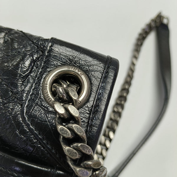 NIKI Medium Chevron Calfskin Black