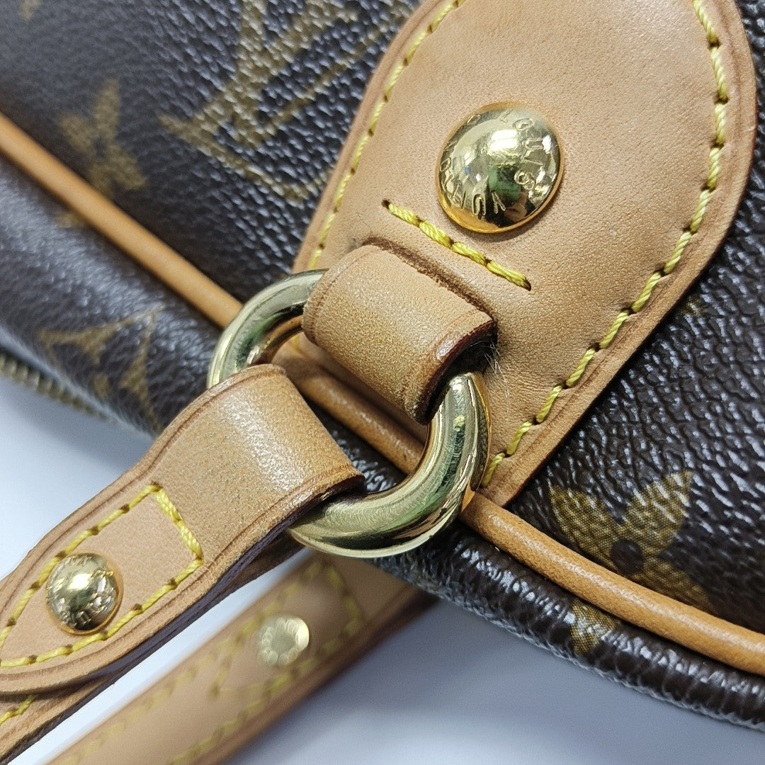 MONTORGUEI PM Monogram Coated Canvas Brown