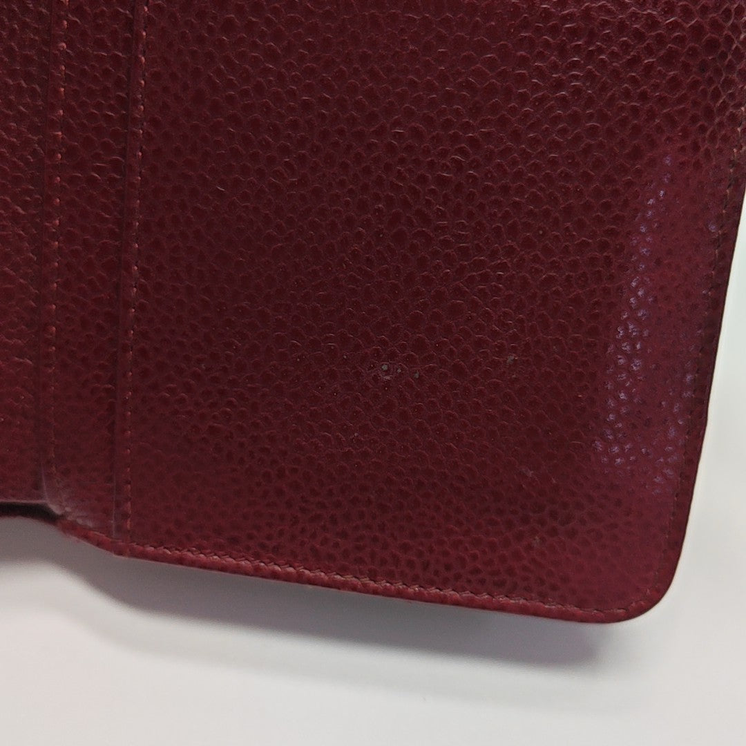 Quilted Grained Calfskin Wallet Red