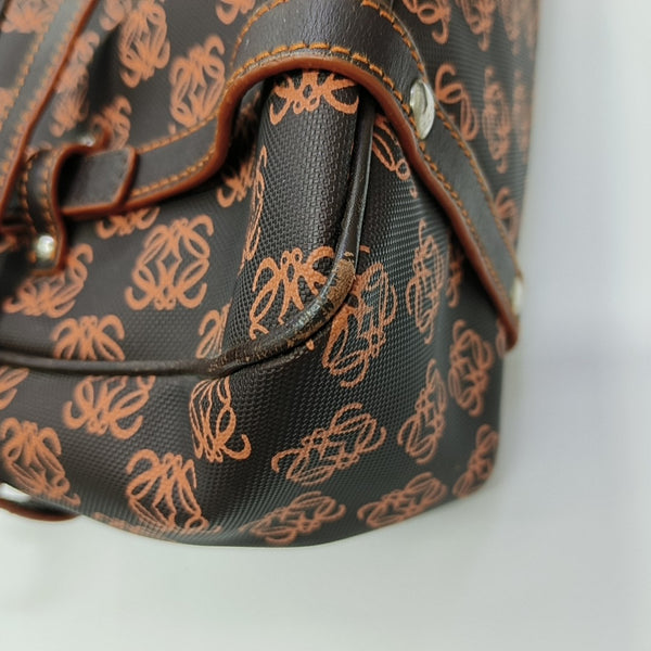 Monogram Coated Canvas Top Handle Bag Brown