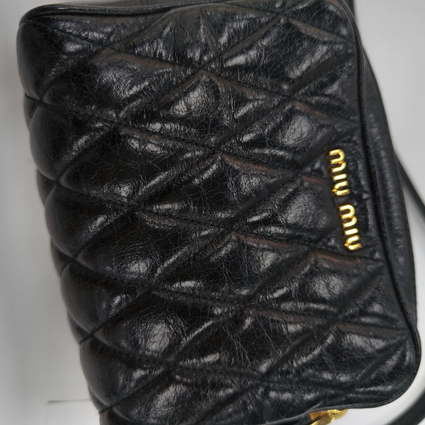 Quilted Lambskin Shoulder Bag Black