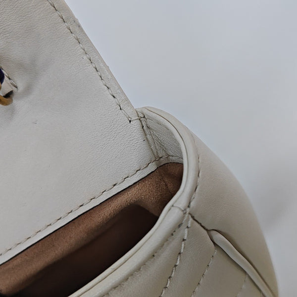 GG Marmont Mini Quilted Calfskin White