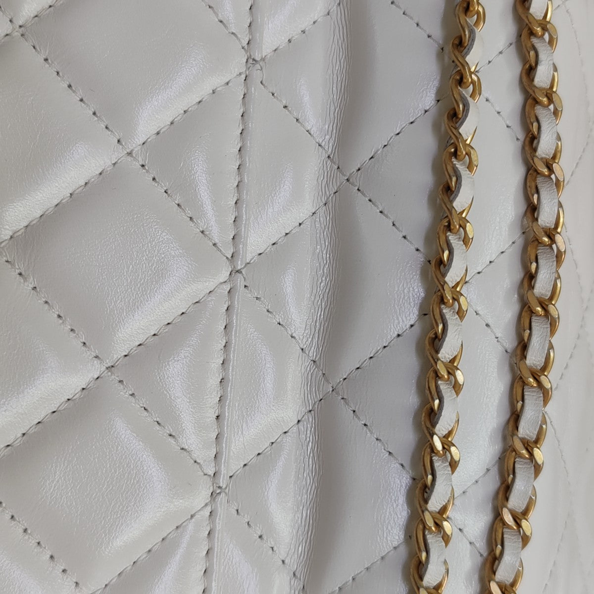 Quilted Calfskin Shoulder Bag White