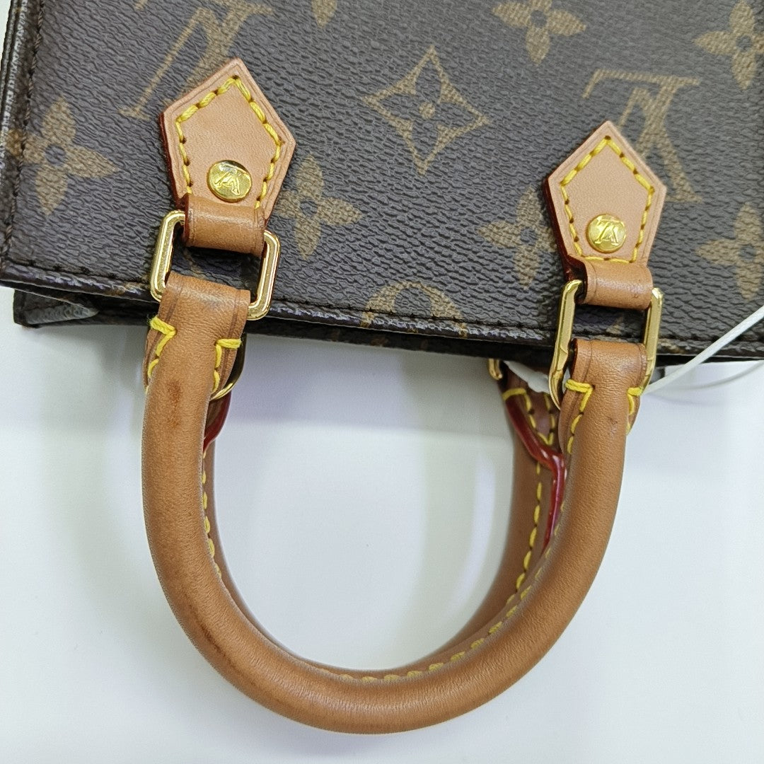 SAC PLAT Mini Monogram Coated Canvas Brown