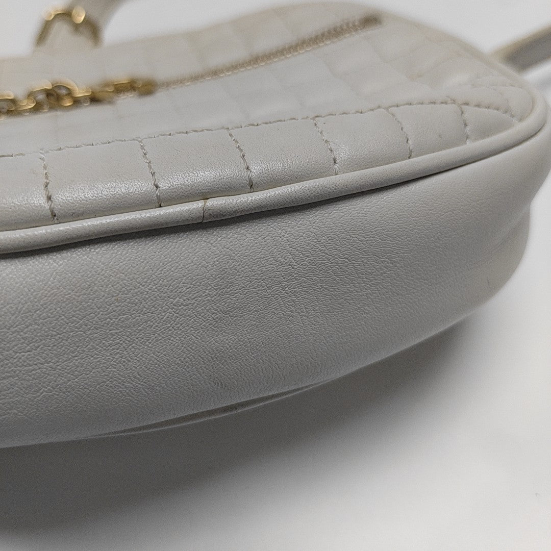C CHARM Quilted Calfskin White