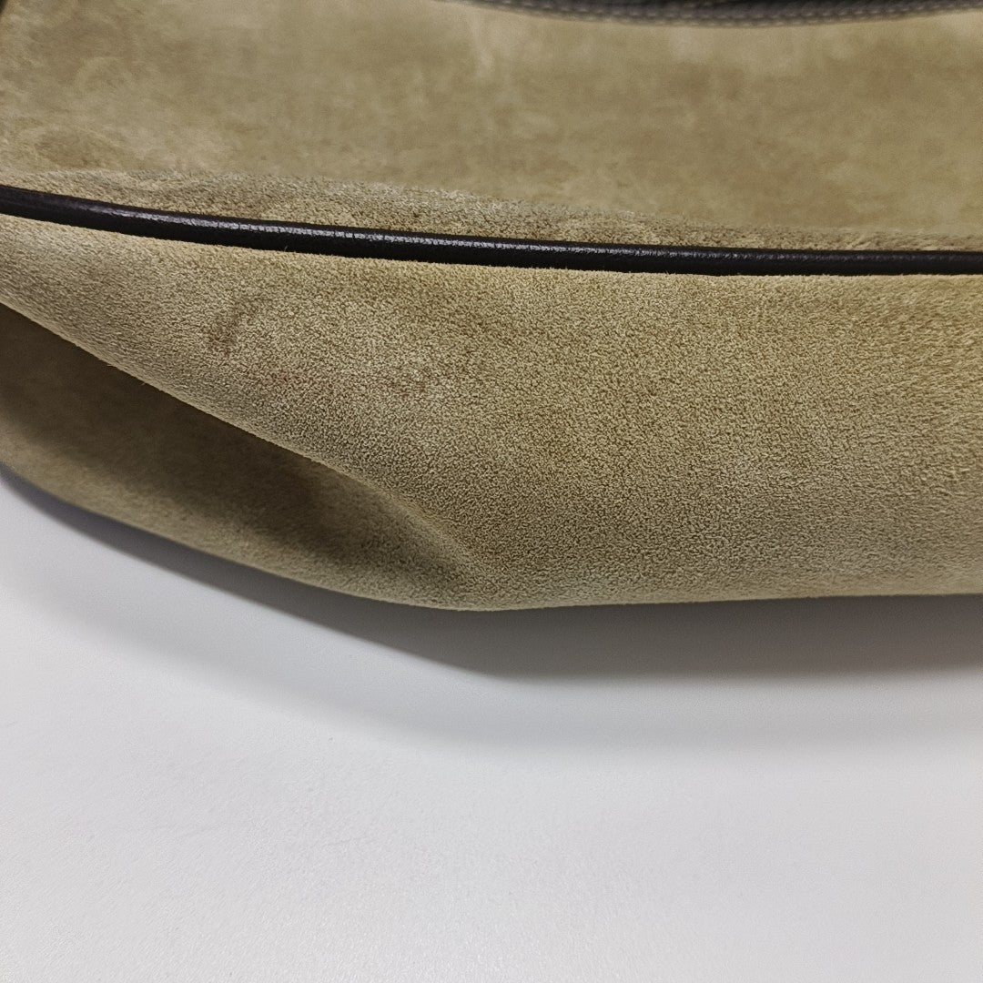 Suede Top Handle Bag Beige