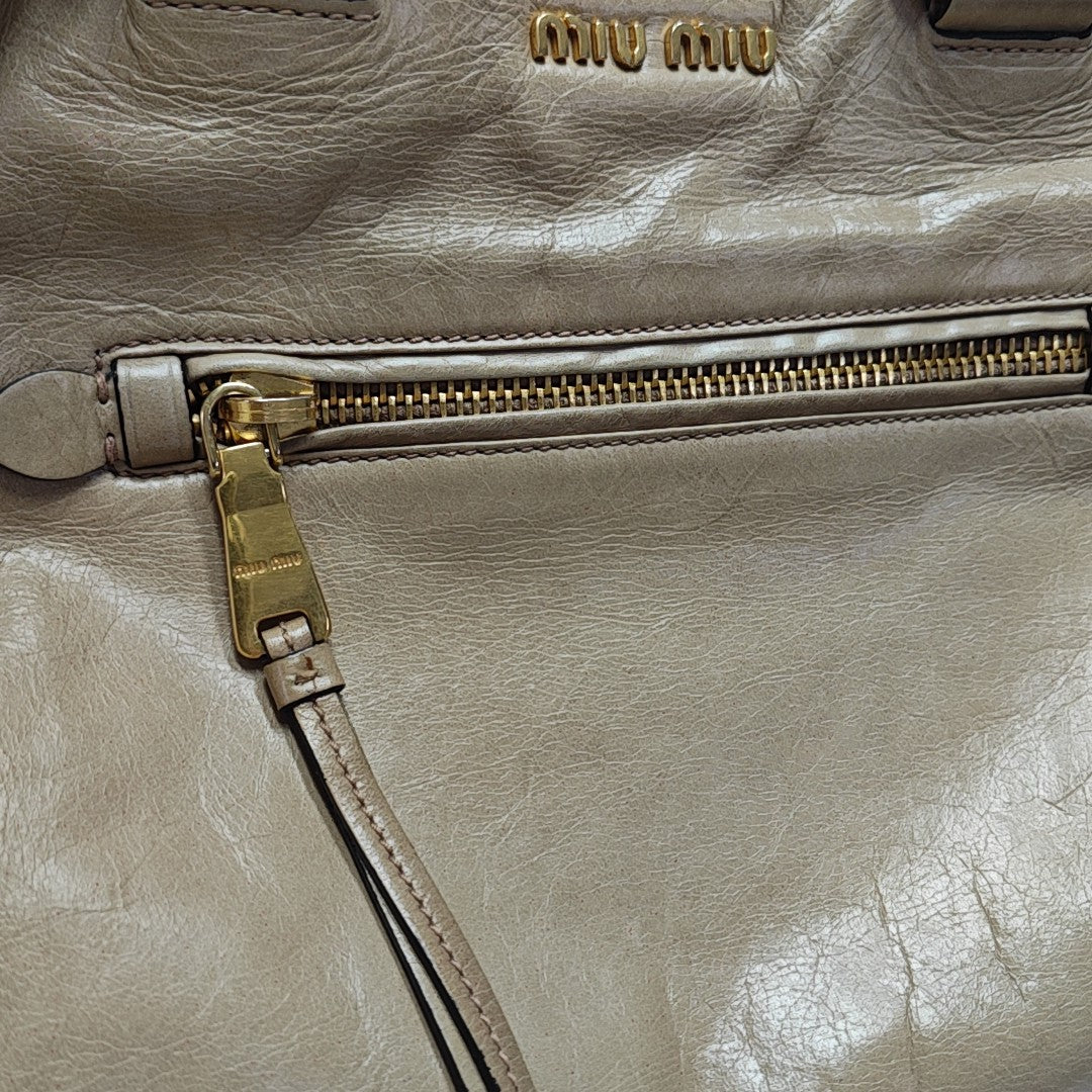 Shoulder Strap Calfskin Beige
