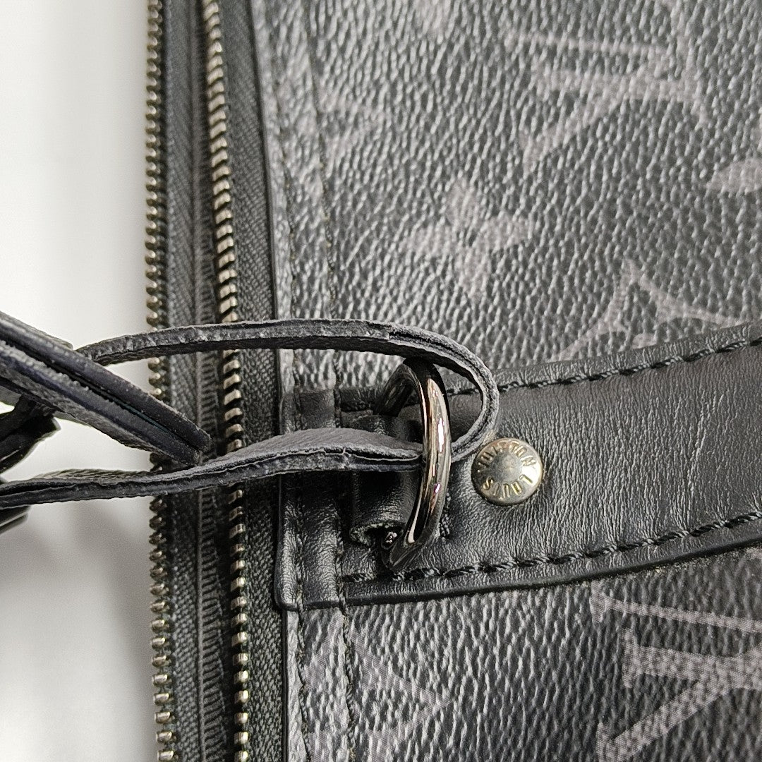 KEEPALL Monogram Coated Canvas Black