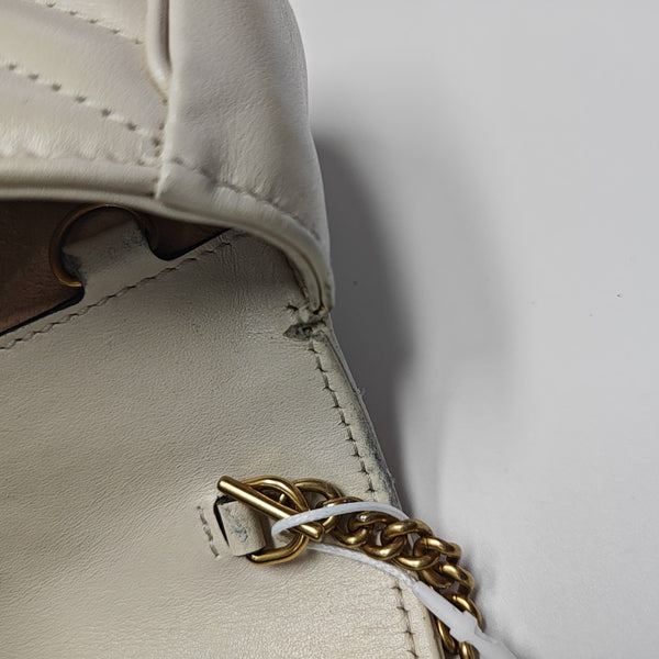 GG Marmont Mini Quilted Calfskin White