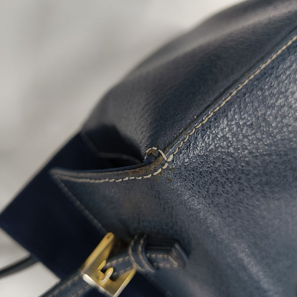 Calfskin Top Handle Bag Blue