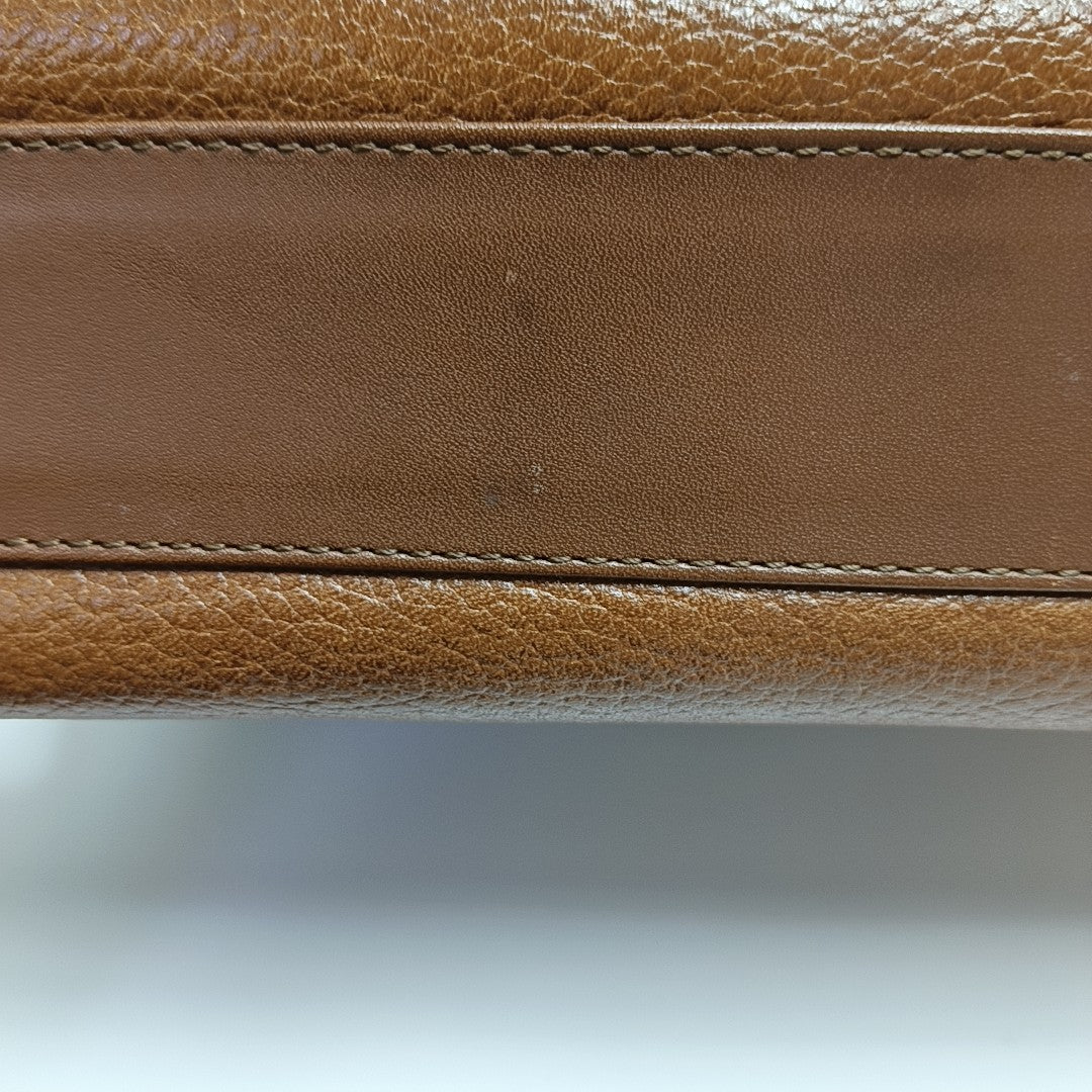 Calfskin Top Handle Bag Brown