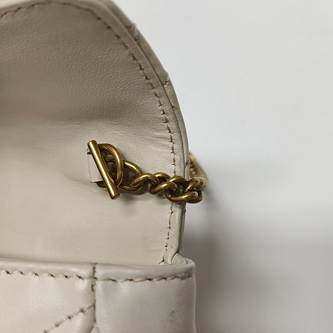 GG Marmont Mini Quilted Calfskin White