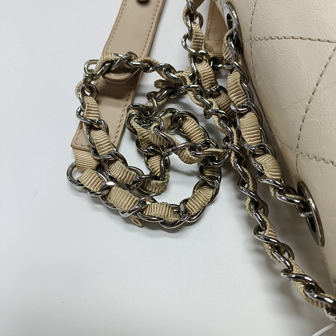 Quilted Calfskin Shoulder Bag Beige