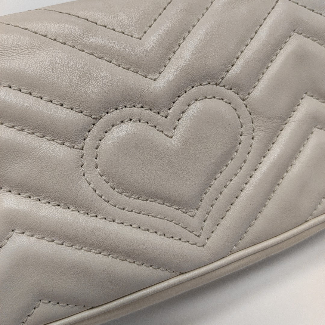 GG Marmont Mini Quilted Calfskin White