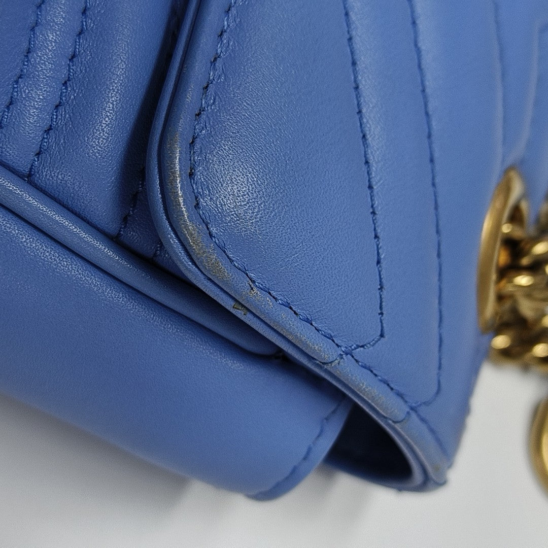 GG Marmont Medium Quilted Calfskin Blue