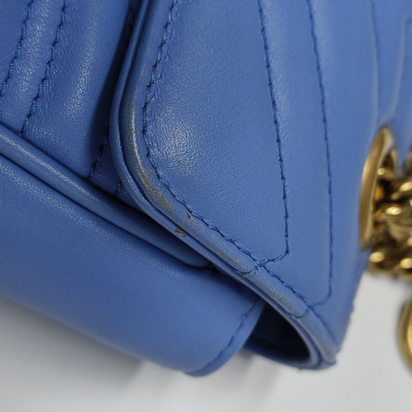 GG Marmont Medium Quilted Calfskin Blue