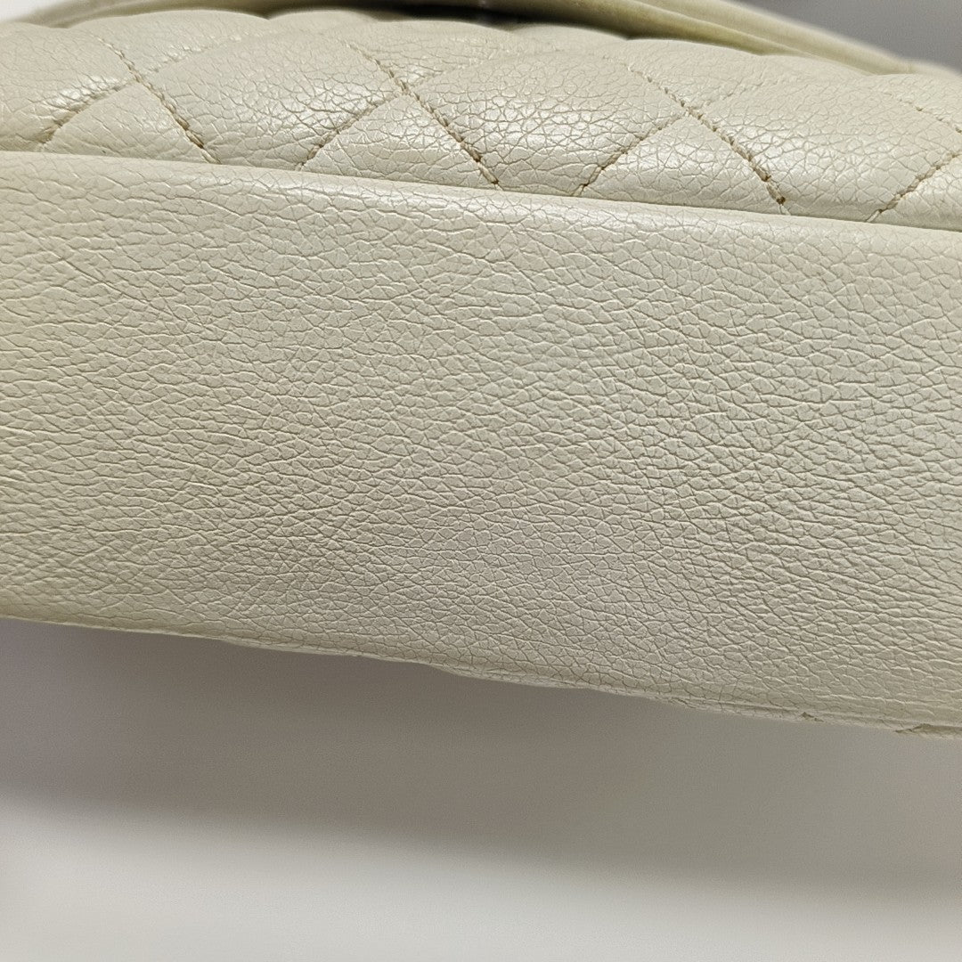 Chevron Calfskin Shoulder Bag White