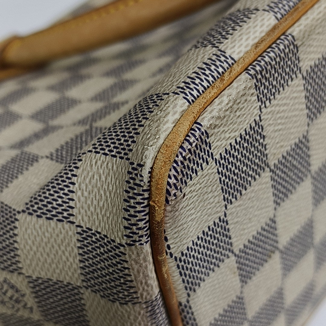 SALEYA PM Damier Azur Coated Canvas White