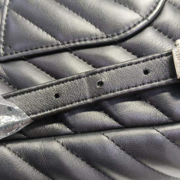 Chevron Calfskin Backpack Black