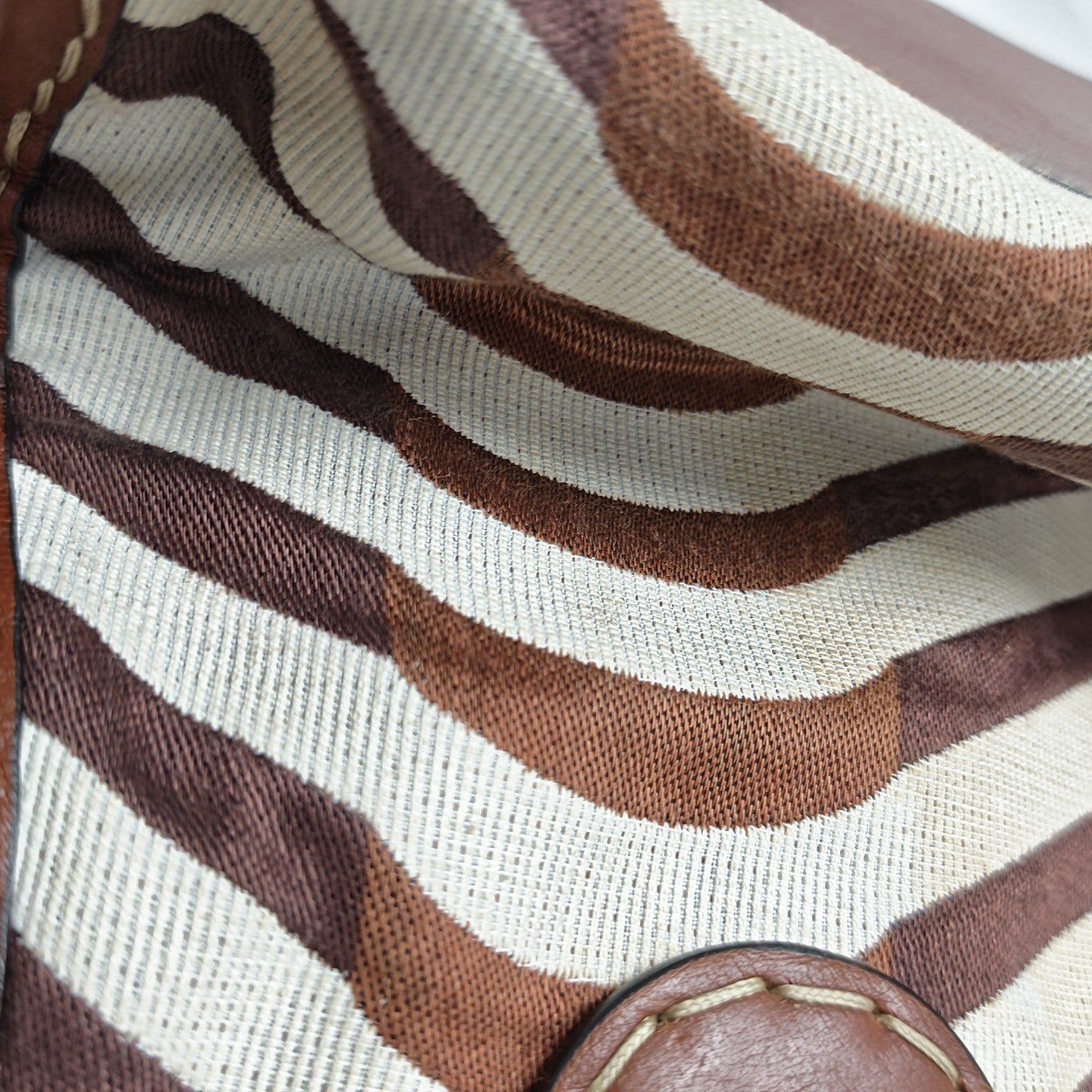 Fabric Top Handle Bag Brown