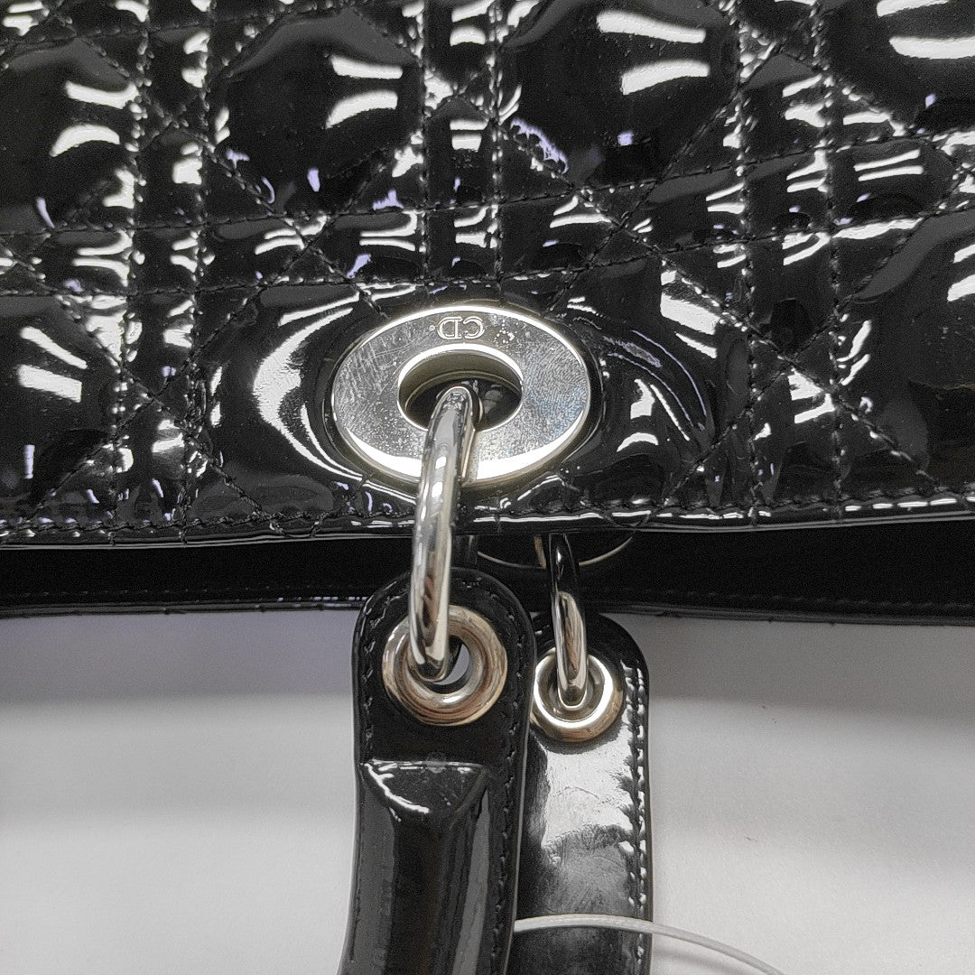 Lady Dior Large Cannage Patent Leather Black