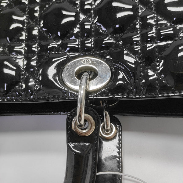 Lady Dior Large Cannage Patent Leather Black