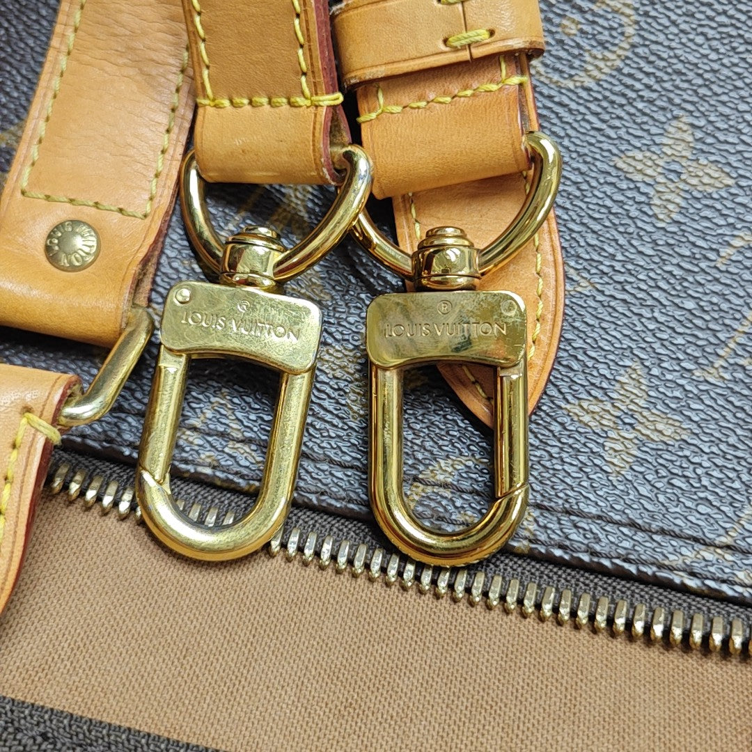 KEEPALL 50 Monogram Coated Canvas Brown