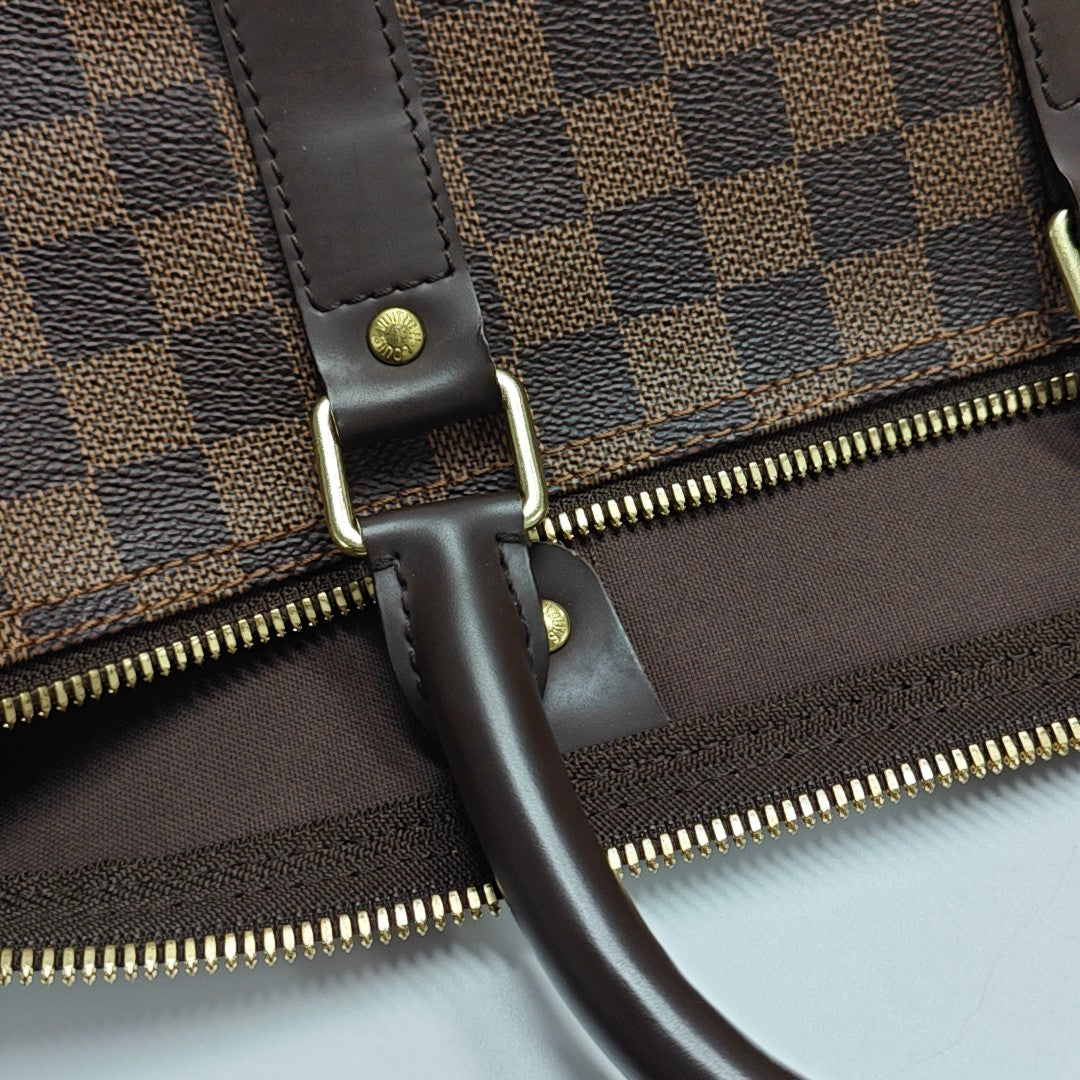 KEEPALL 45 Damier Ebene Coated Canvas Brown