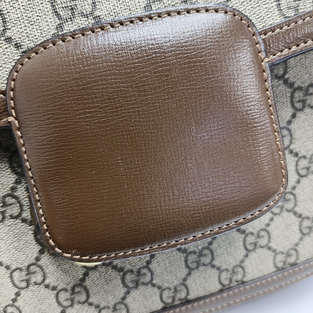 Horsebit 1955 Medium Monogram Coated Canvas Beige