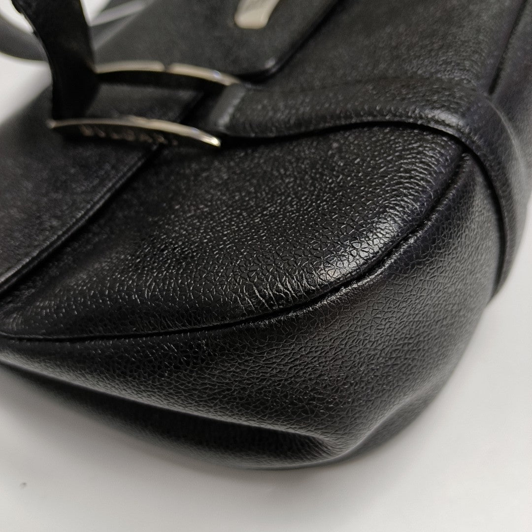 BVLGARI LOGO Calfskin Black
