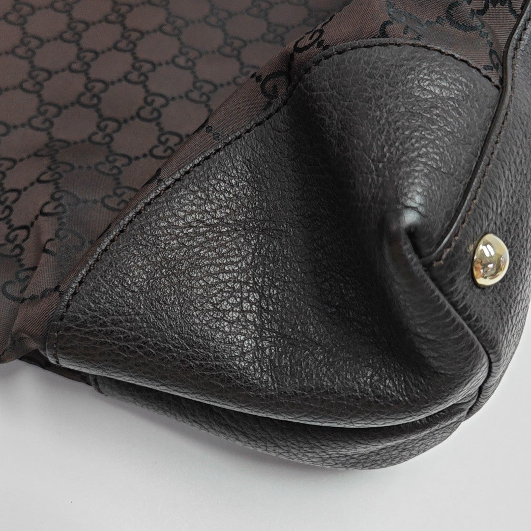 Monogram Nylon Tote Bag Brown