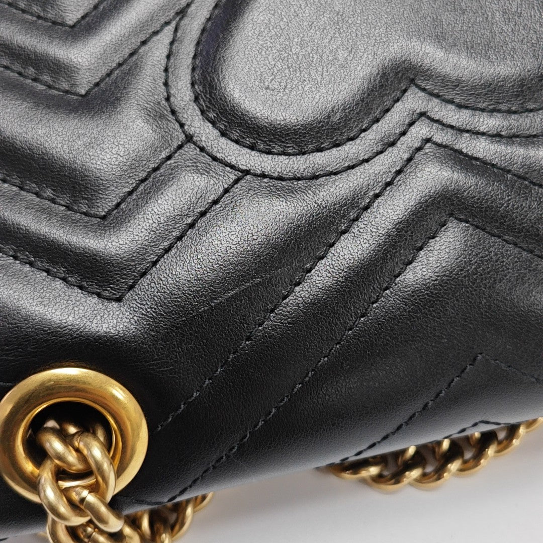 GG Marmont Small Quilted Calfskin Black