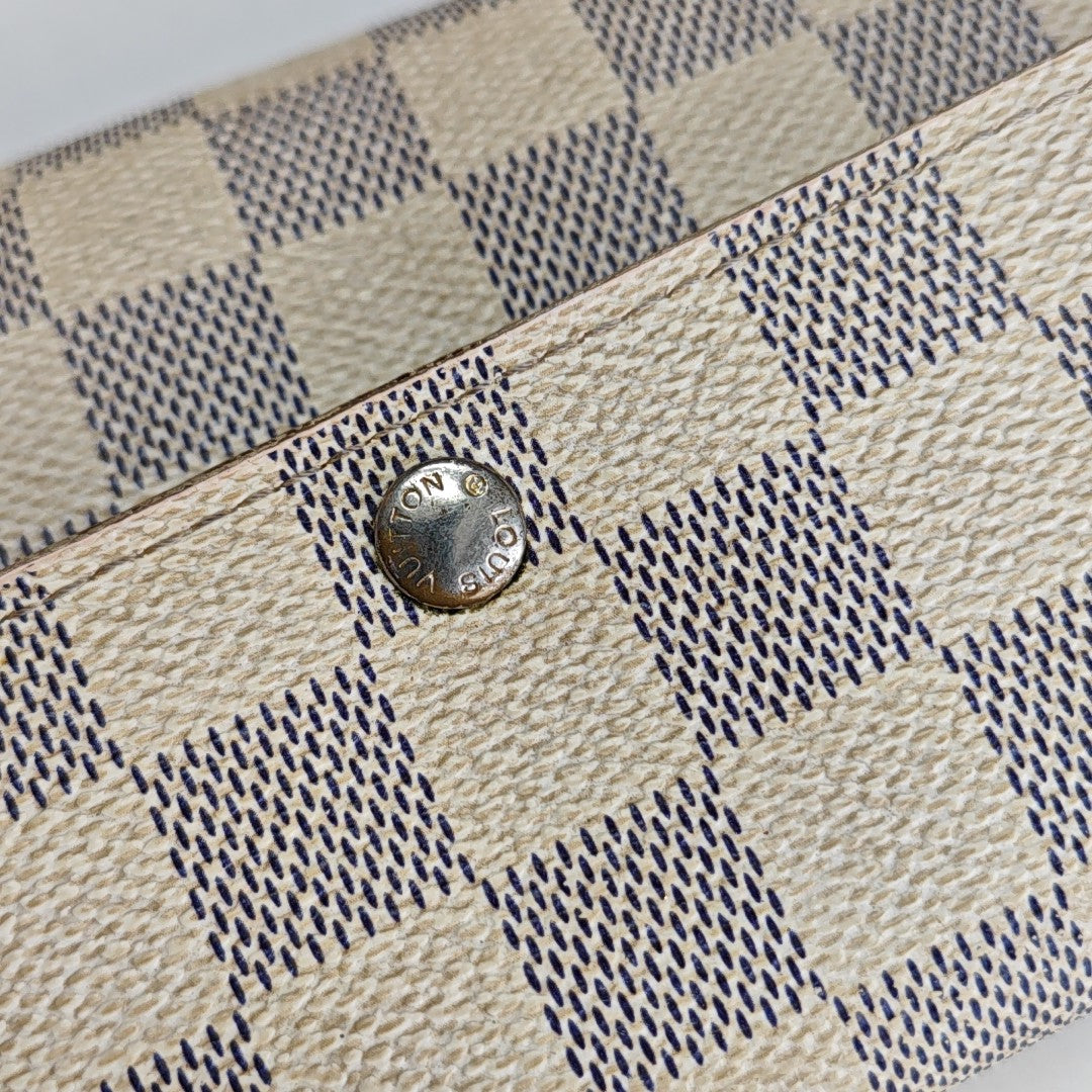 PORTE MONNAIE Damier Azur Coated Canvas White