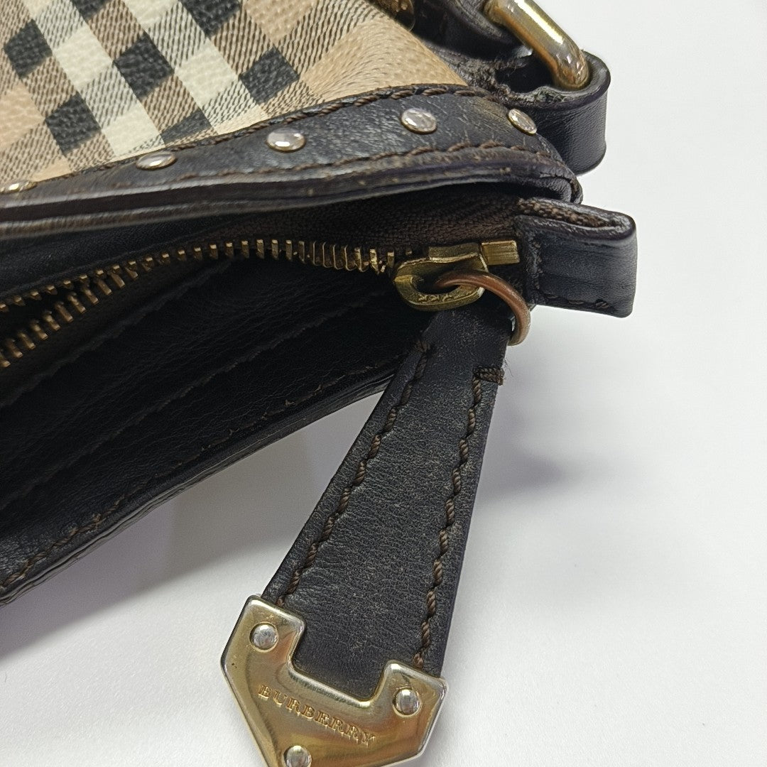 Coated Canvas Shoulder Bag Beige