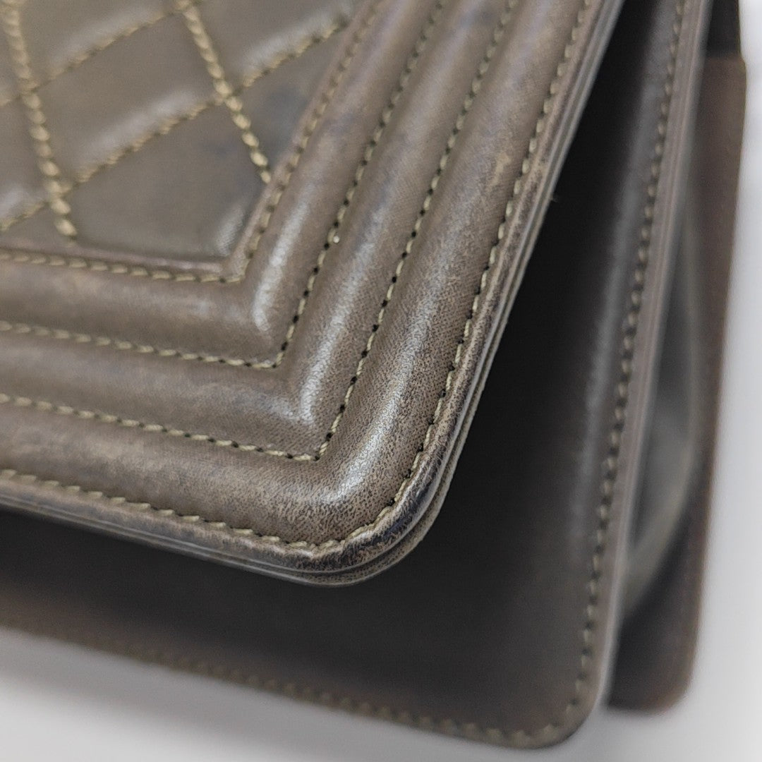BOY CHANEL Medium Quilted Calfskin Gray