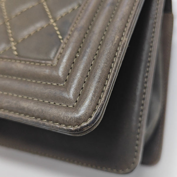 BOY CHANEL Medium Quilted Calfskin Gray