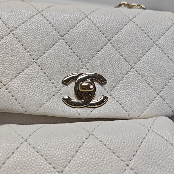 Quilted Grained Calfskin Small White