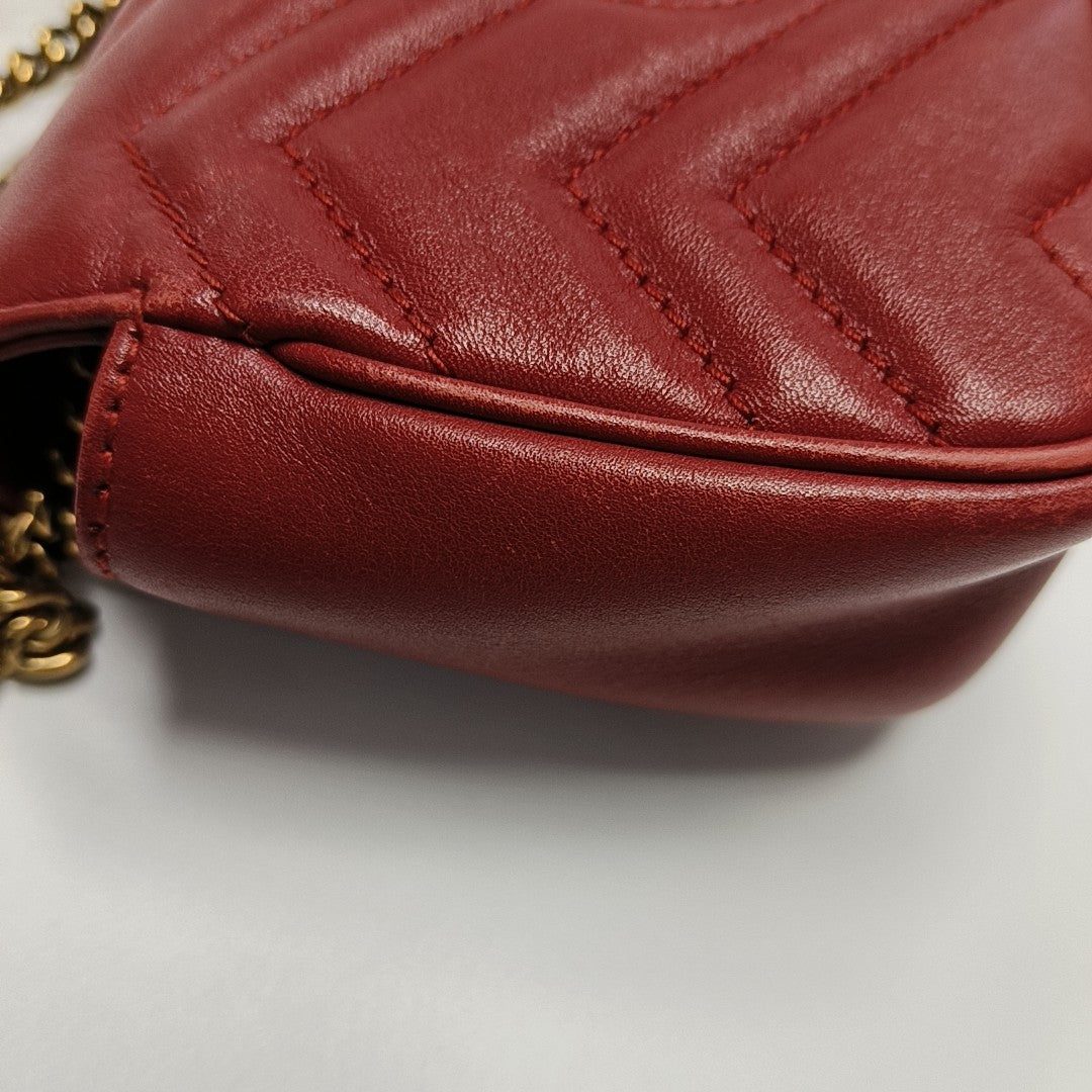 GG Marmont Mini Quilted Calfskin Red