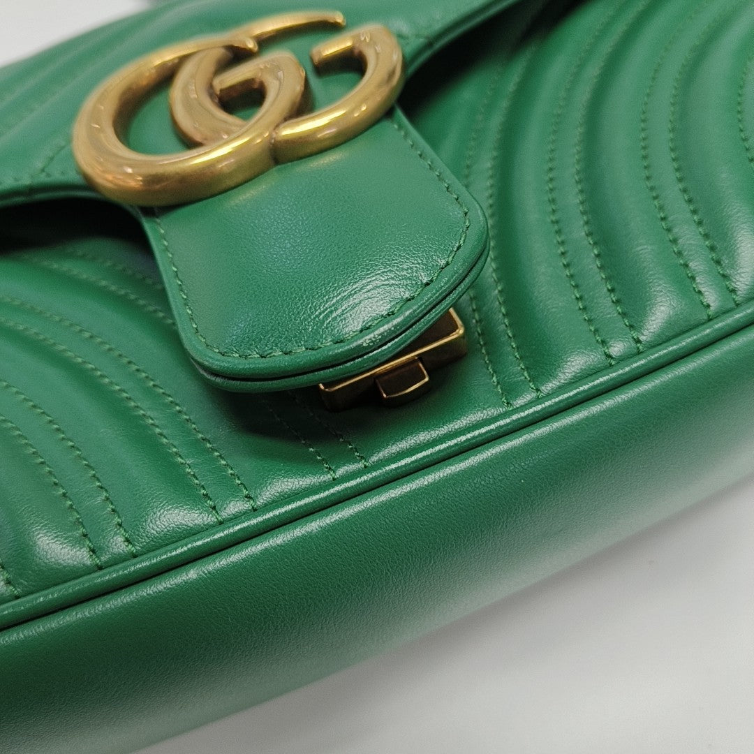 GG Marmont Medium Quilted Calfskin Green