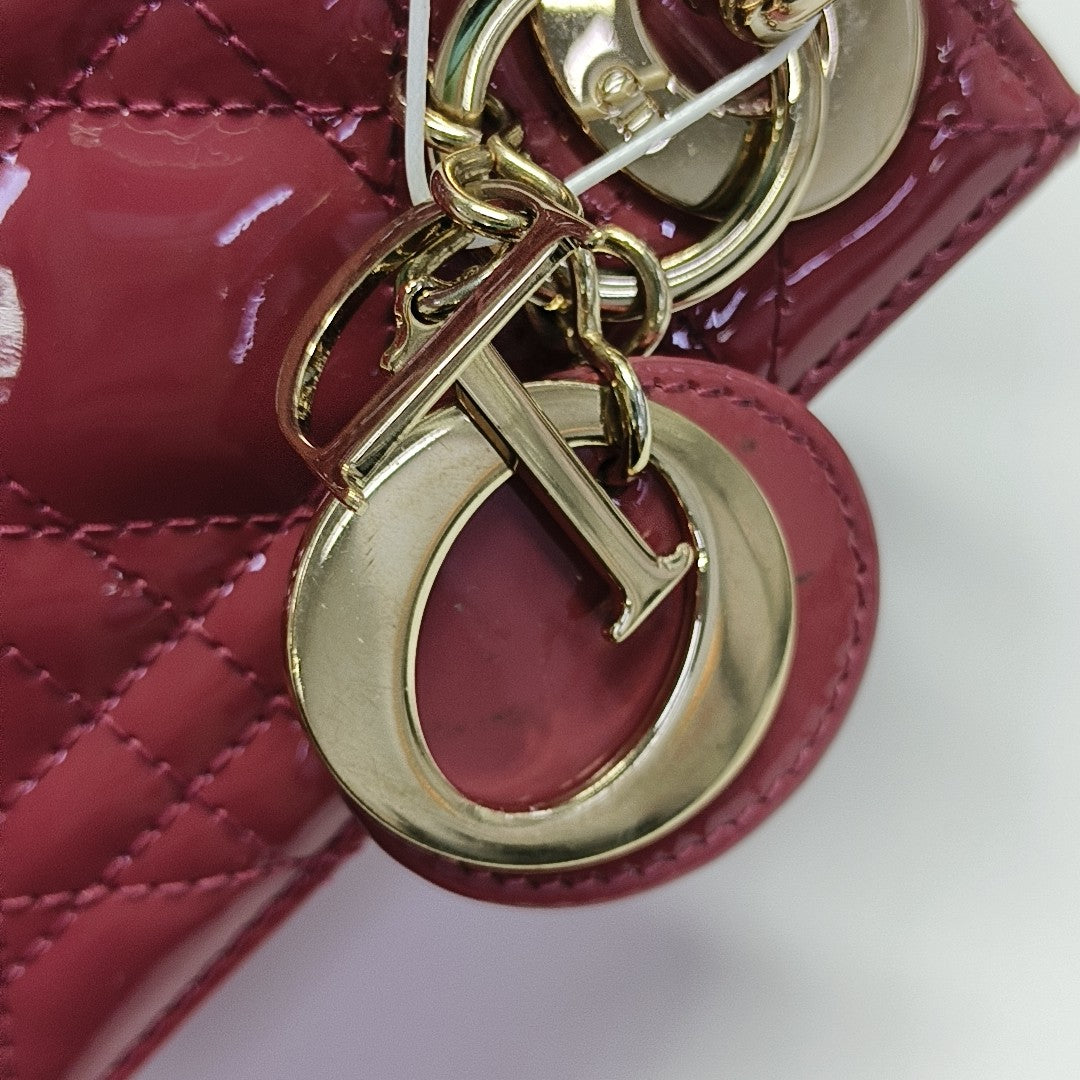 Lady Dior Mini Cannage Patent Leather Pink